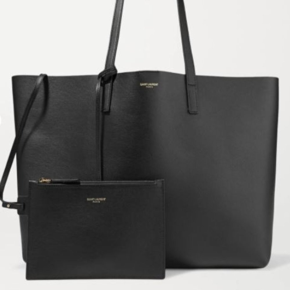 SAINT LAURENT Shopper large textured-leather tote